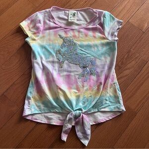 Lily Bleu Girls Tie Dye Unicorn Sequin Tee Shirt Size 10
